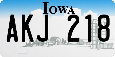 IA license plate AKJ218