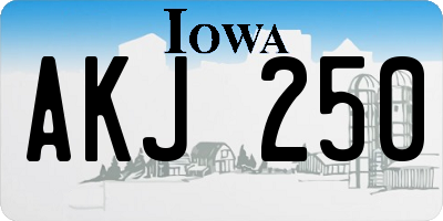 IA license plate AKJ250