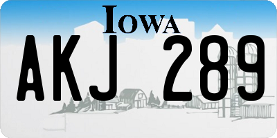 IA license plate AKJ289