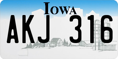 IA license plate AKJ316