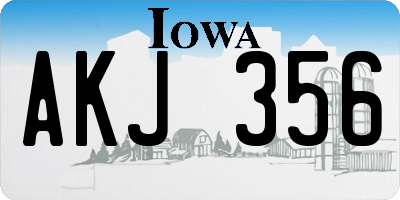 IA license plate AKJ356