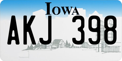 IA license plate AKJ398