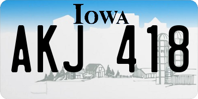 IA license plate AKJ418