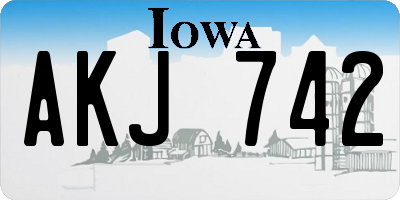 IA license plate AKJ742