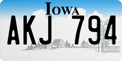 IA license plate AKJ794