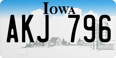 IA license plate AKJ796