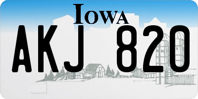 IA license plate AKJ820