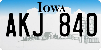IA license plate AKJ840