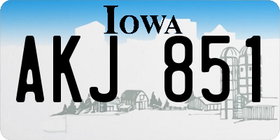 IA license plate AKJ851