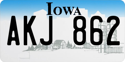 IA license plate AKJ862