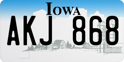 IA license plate AKJ868