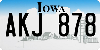 IA license plate AKJ878