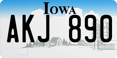 IA license plate AKJ890