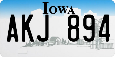IA license plate AKJ894