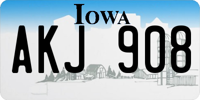 IA license plate AKJ908
