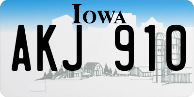 IA license plate AKJ910