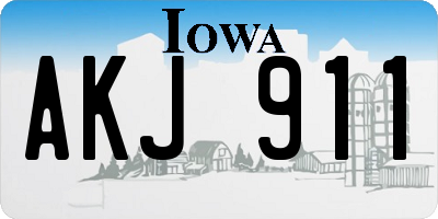 IA license plate AKJ911