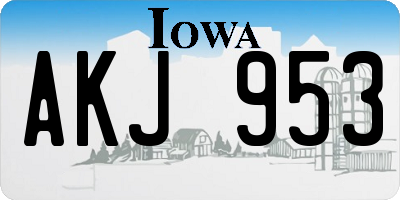 IA license plate AKJ953