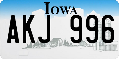 IA license plate AKJ996