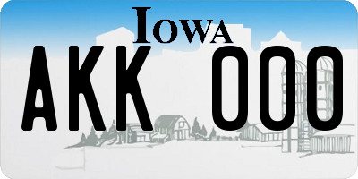 IA license plate AKK000