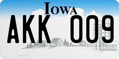 IA license plate AKK009