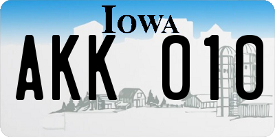 IA license plate AKK010