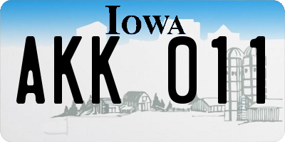 IA license plate AKK011