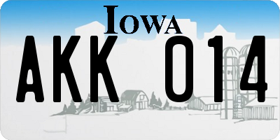 IA license plate AKK014