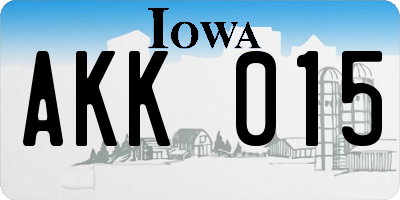 IA license plate AKK015