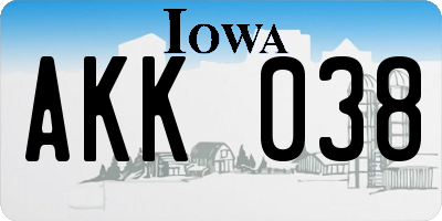 IA license plate AKK038