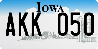 IA license plate AKK050