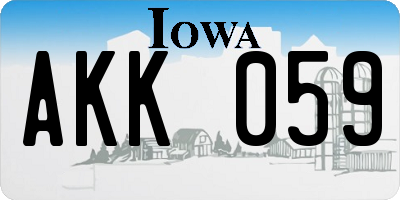 IA license plate AKK059
