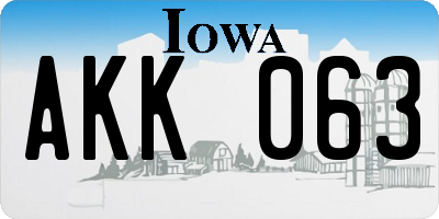 IA license plate AKK063