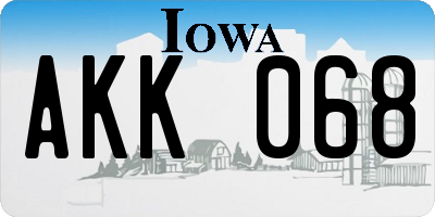 IA license plate AKK068