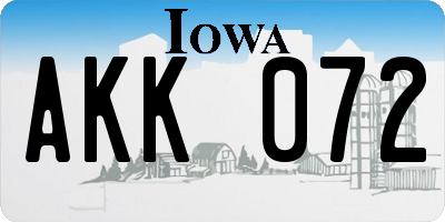 IA license plate AKK072