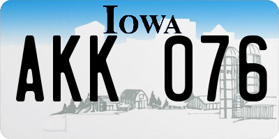 IA license plate AKK076