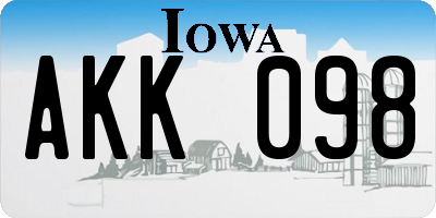 IA license plate AKK098