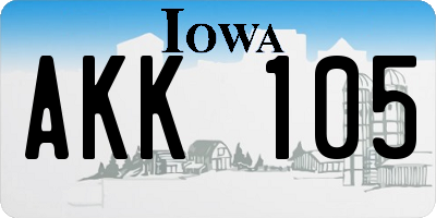IA license plate AKK105