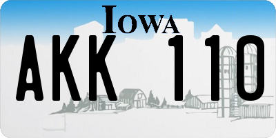 IA license plate AKK110
