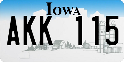 IA license plate AKK115