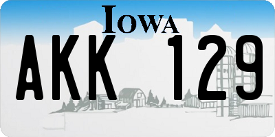 IA license plate AKK129