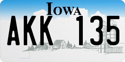 IA license plate AKK135