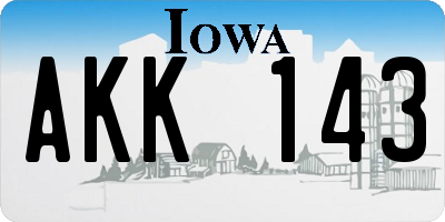 IA license plate AKK143