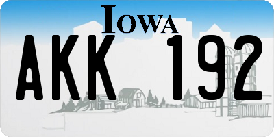 IA license plate AKK192