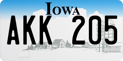IA license plate AKK205