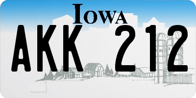 IA license plate AKK212