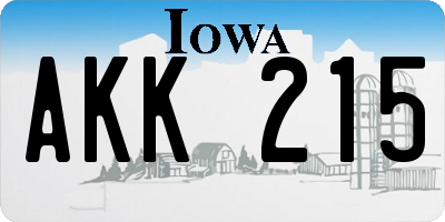 IA license plate AKK215