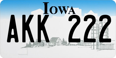 IA license plate AKK222