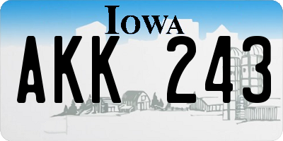IA license plate AKK243