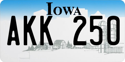 IA license plate AKK250